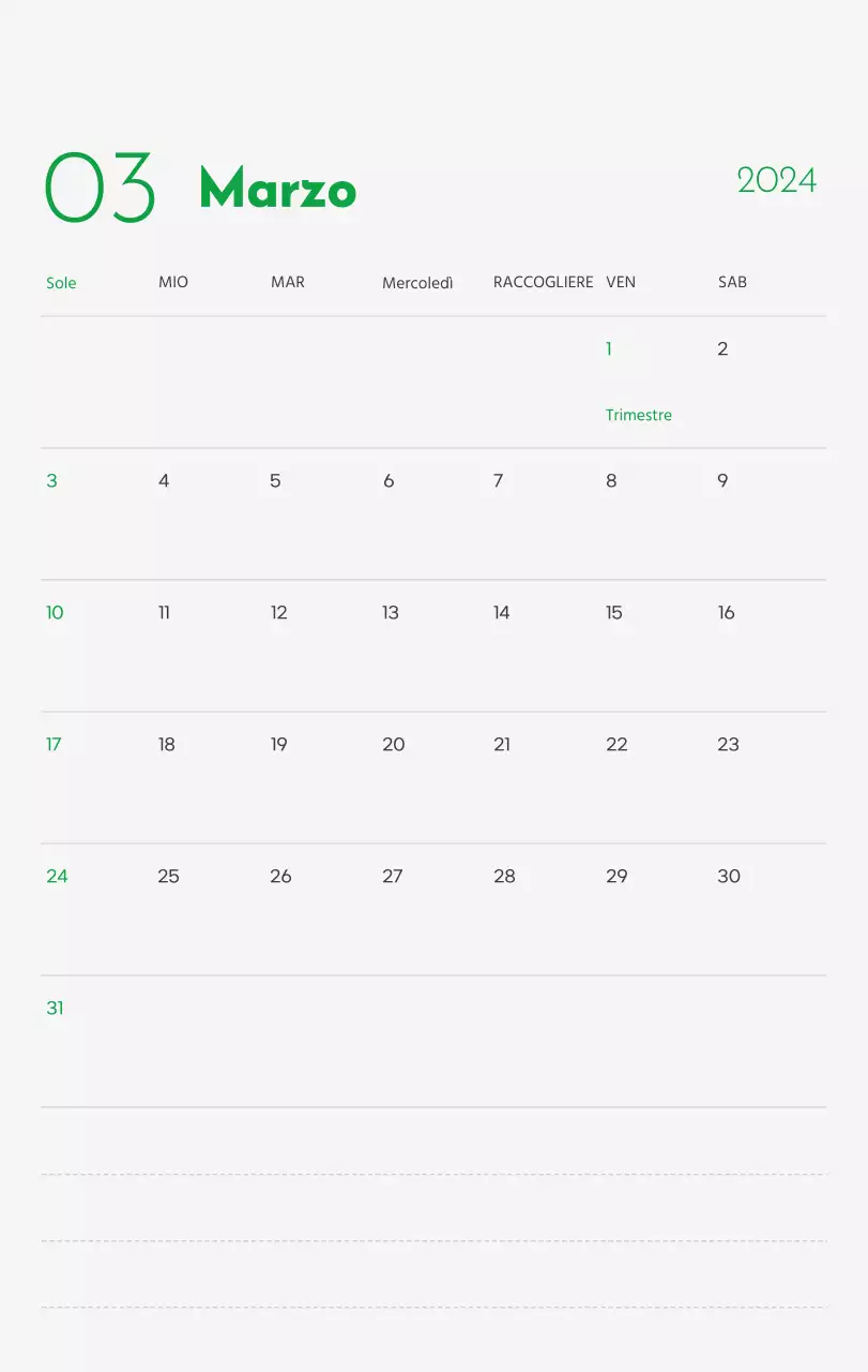 Un calendario con l'immagine di un cucciolo e un simpatico messaggio in verde.
