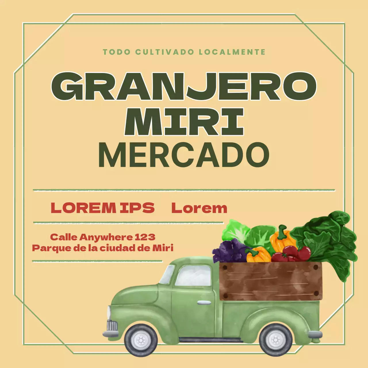 Guía de mercados agrícolas vintage en beige y verde