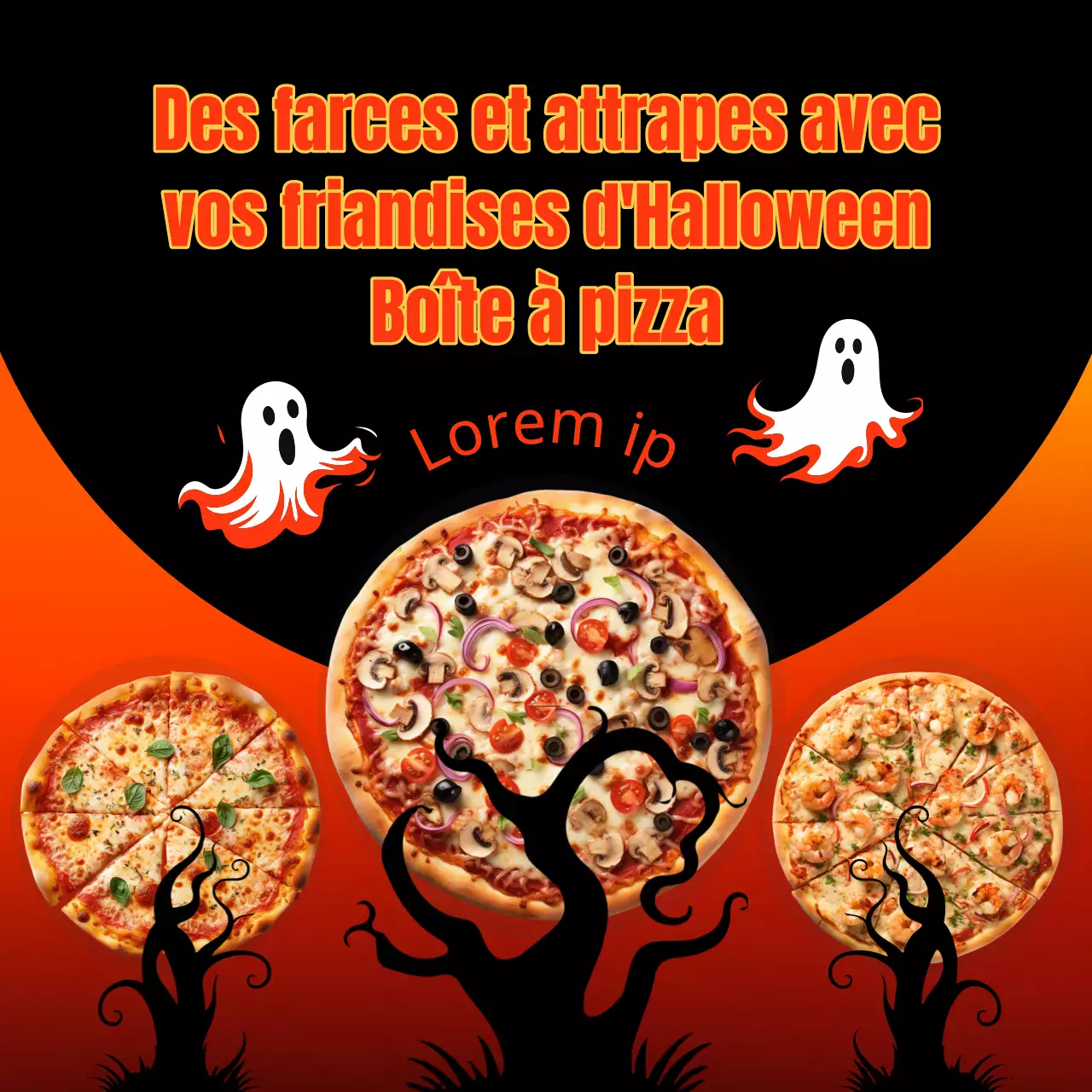 Annonce de vente pour Halloween en orange et noir