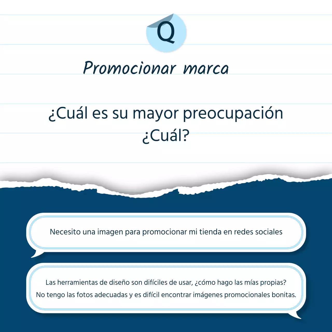 Un briefing de producto narrativo sencillo en azul y azul claro