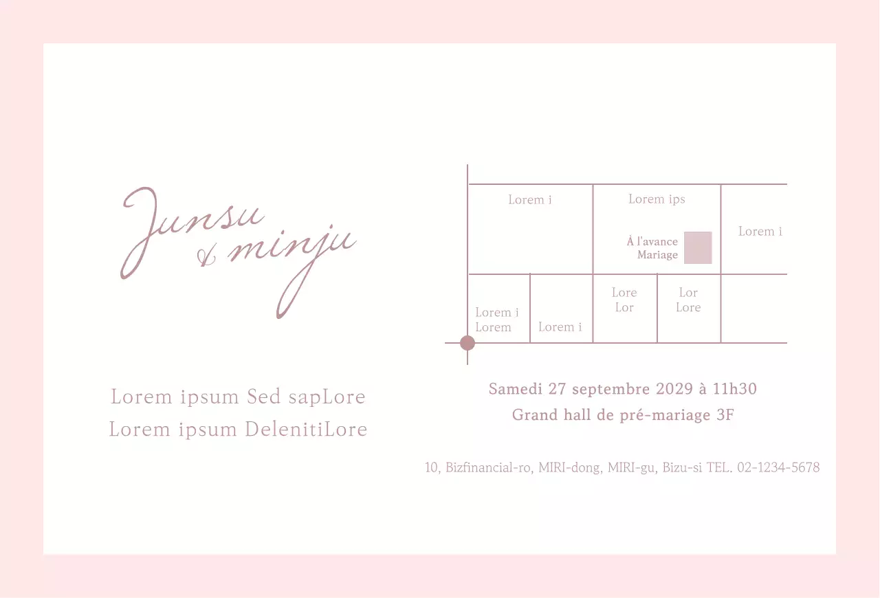 Invitations de mariage simples dans les tons roses