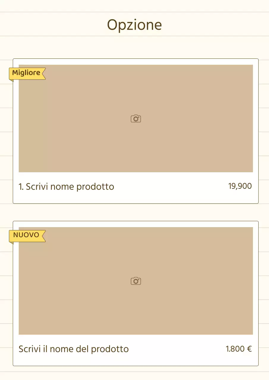 Una semplice presentazione di prodotto per lo storytelling in giallo e beige