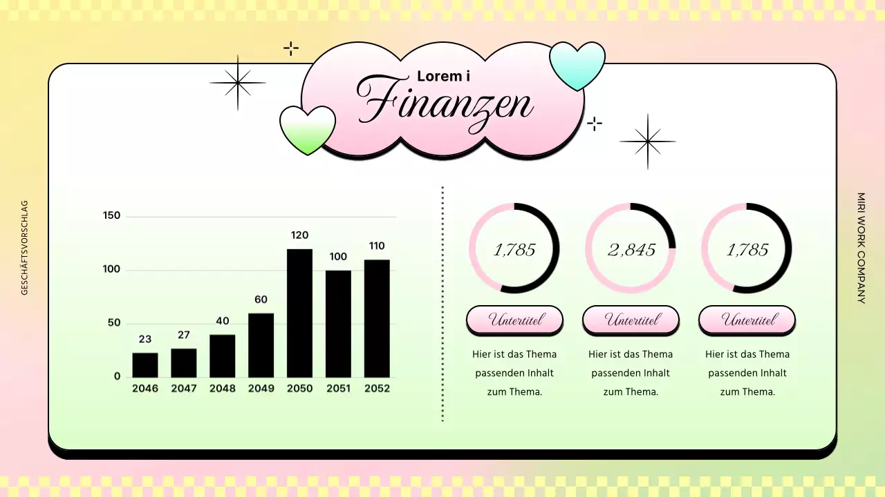 Trendige Geschäftsberichte in Rosa und Gelb