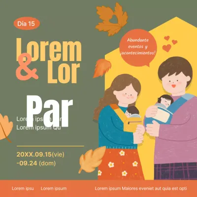 Promueve una sencilla feria para padres de bebés en caqui y amarillo