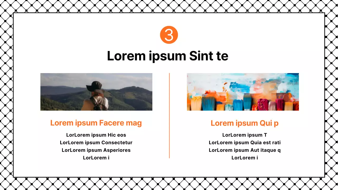 Eenvoudige presentatie met zwarte en oranje accenten