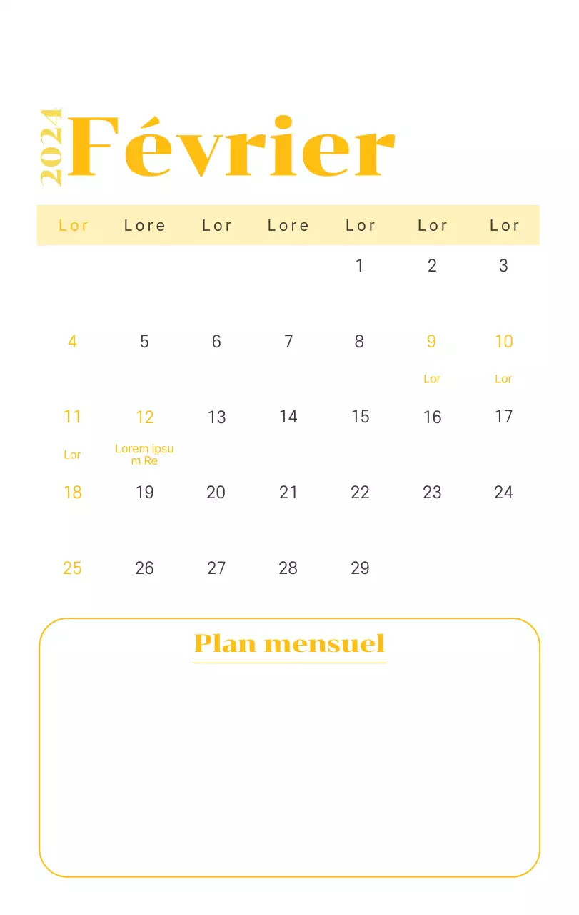 Calendrier avec illustrations de jeunes sur fond jaune et vert