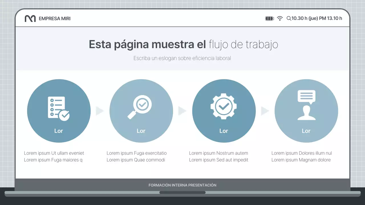 Sencilla presentación de formación interna en azul claro y gris