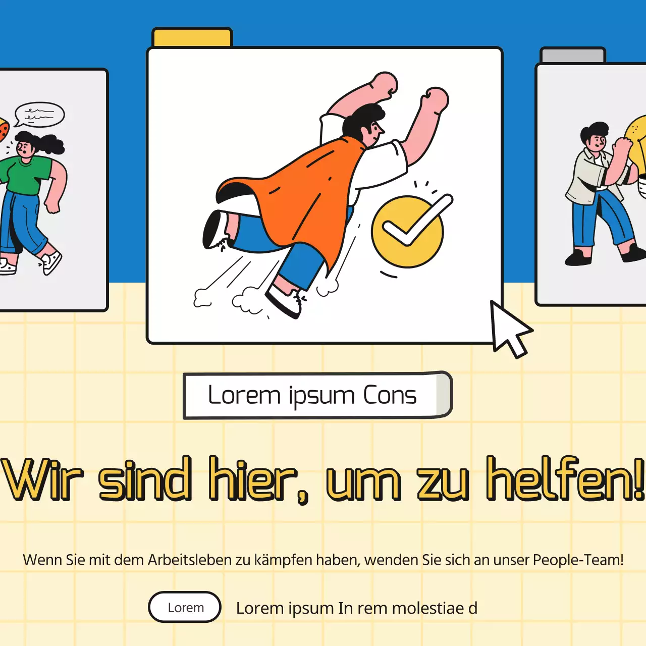 Bewerben Sie einfache Geschäftstipps in Blau und Gelb