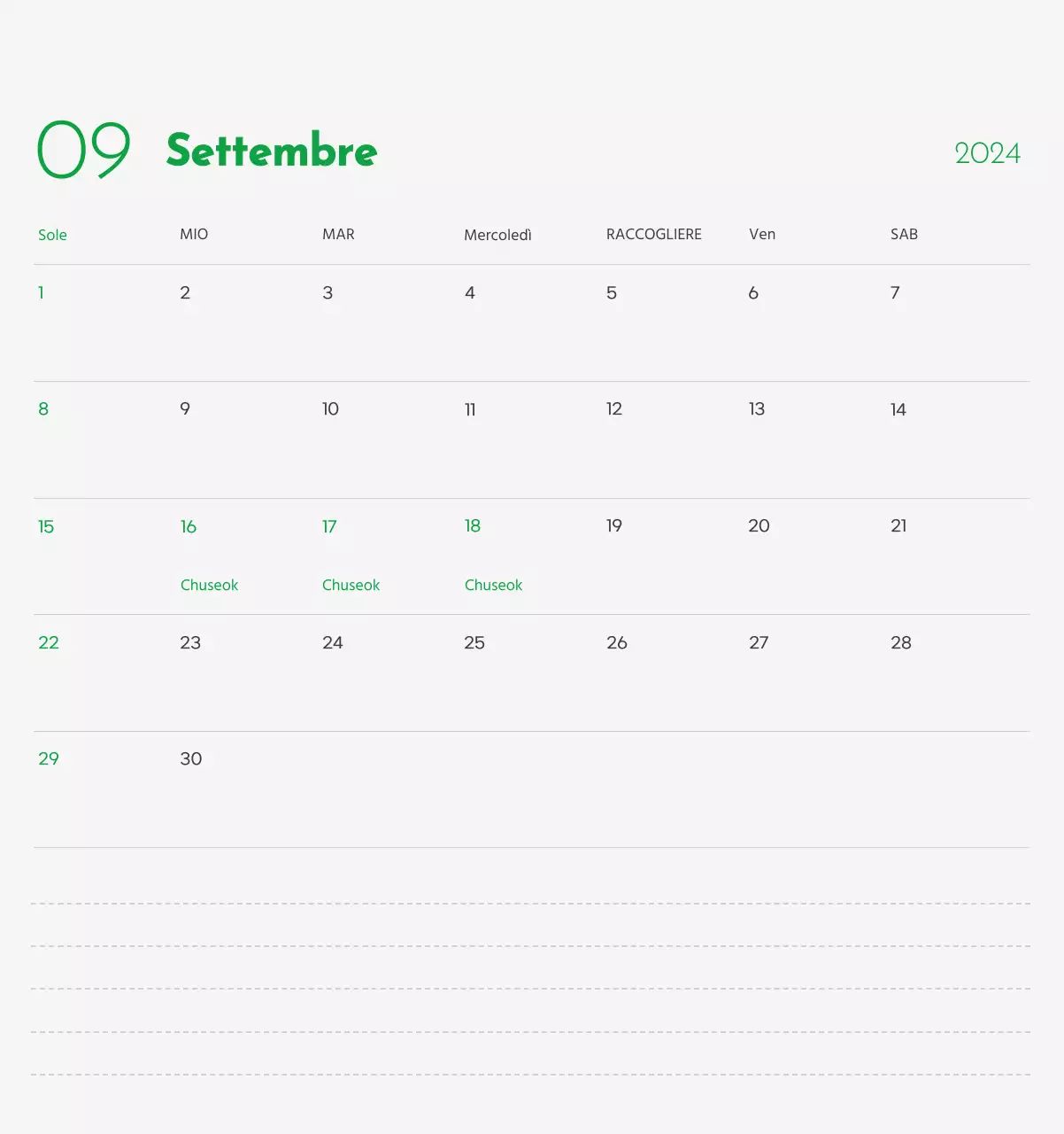 Un calendario con l'immagine di un cucciolo e un simpatico messaggio in verde.