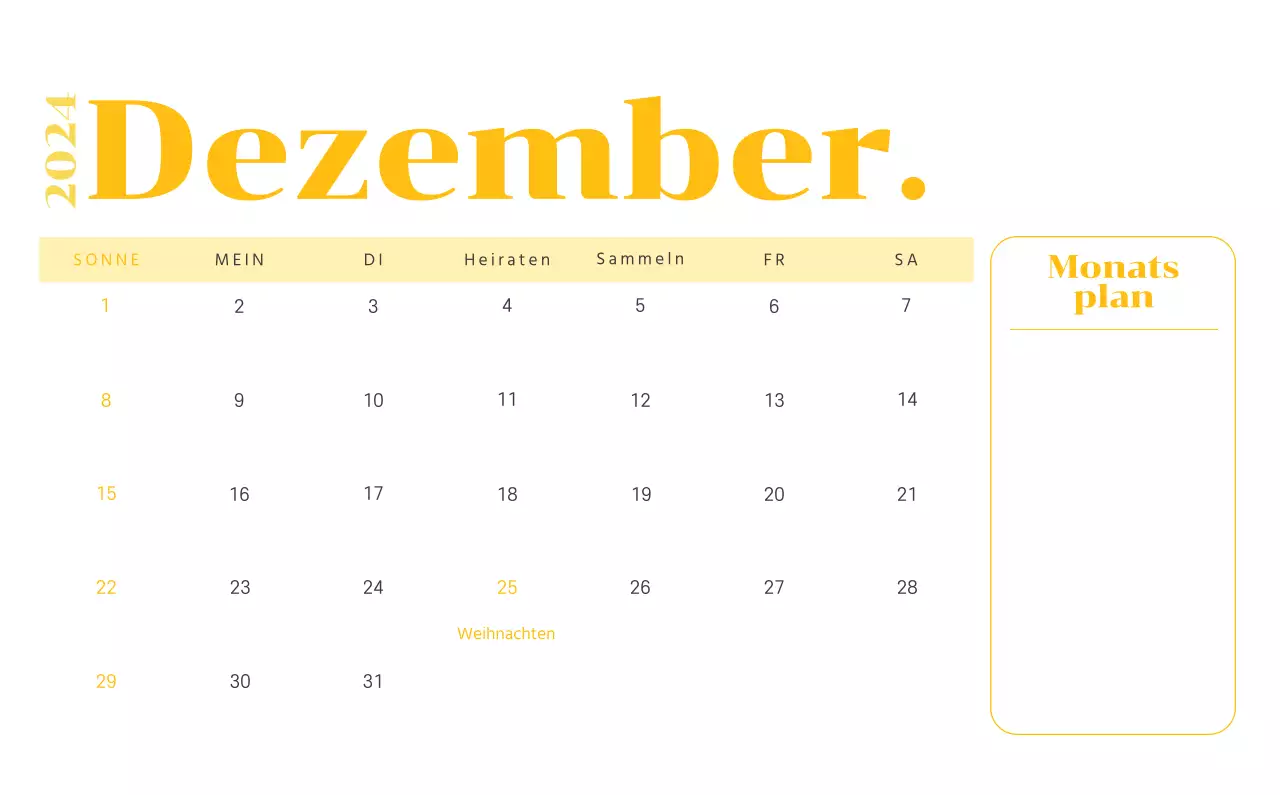 Kalender mit Jugendillustrationen auf gelbem und grünem Hintergrund