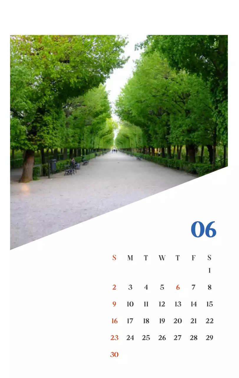 Calendario hospitalario con fotos de paisajes estacionales