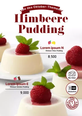 Moderne Dessertanzeige in Weiß und Rot