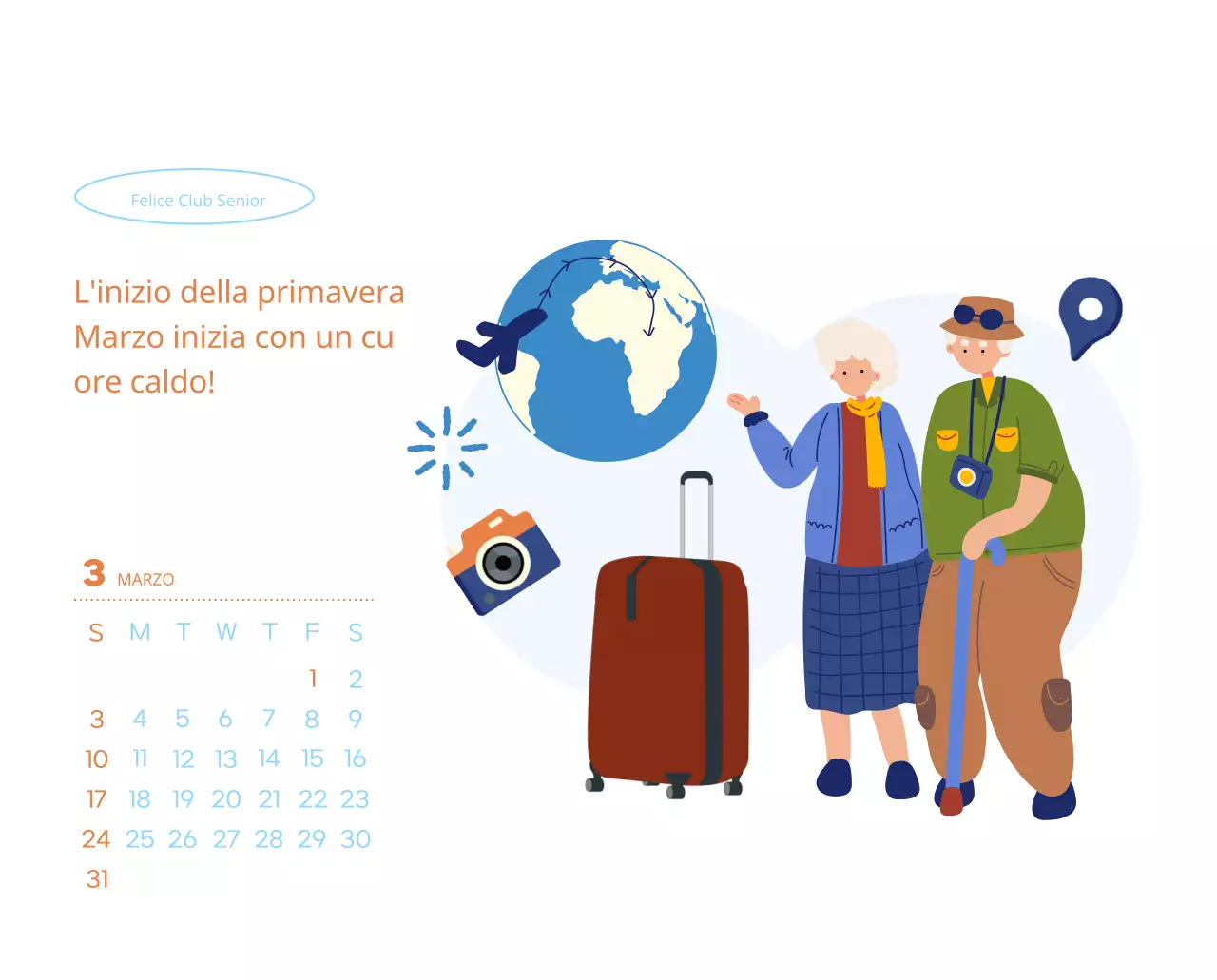 Calendario di lavoro con splendide illustrazioni