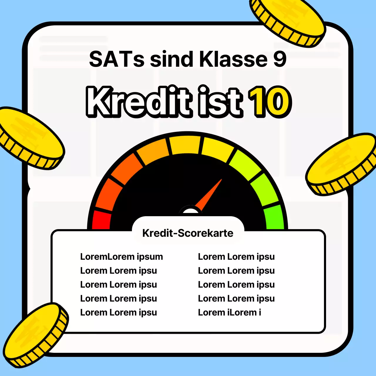 Kitschige Schulungsunterlagen zum Kreditmanagement mit hellblauem Hintergrund