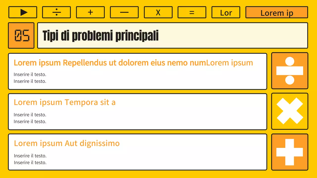 Lezione di matematica con un concetto kitsch di calcolatrice gialla e arancione