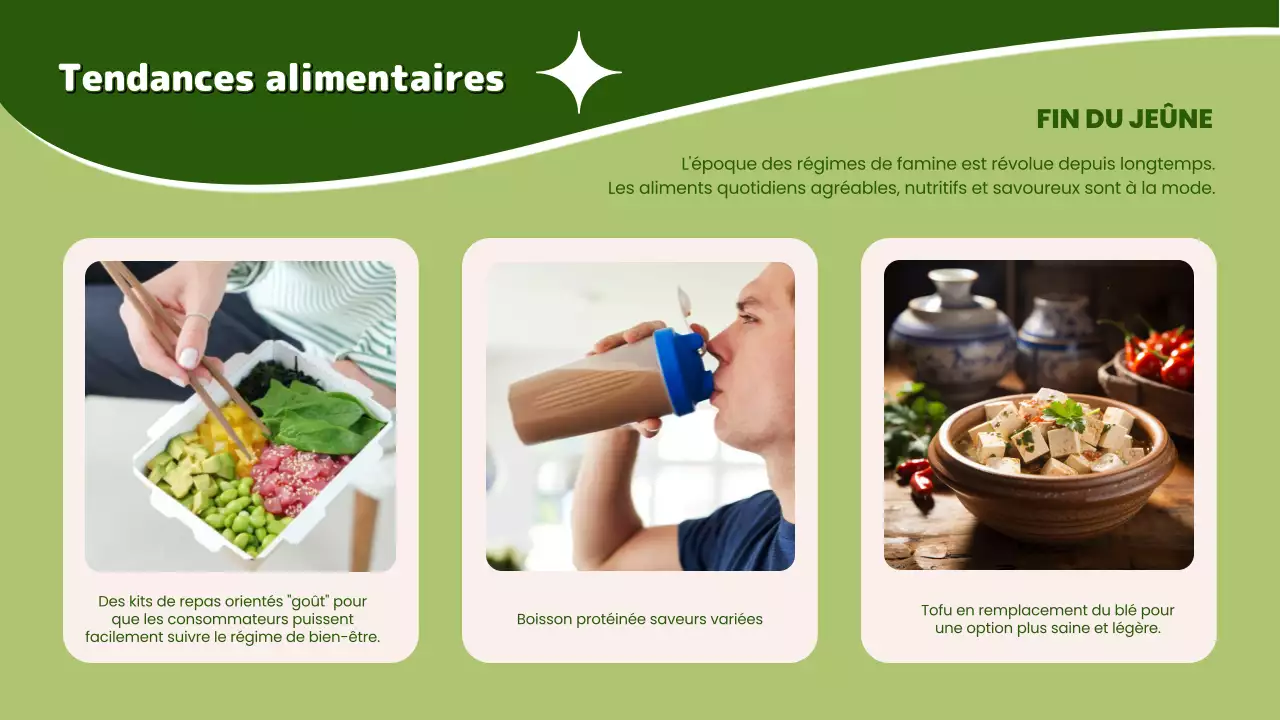 Suggestions d'alimentation saine Trendy life en vert et chartreuse