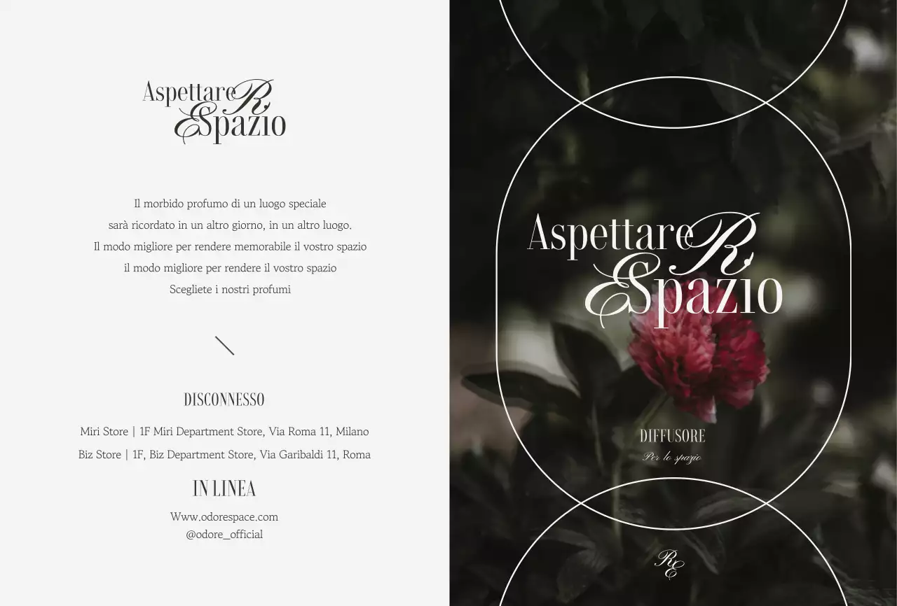 Un diffusore di lusso con immagini floreali vintage in colori tenui per mostrare i prodotti.