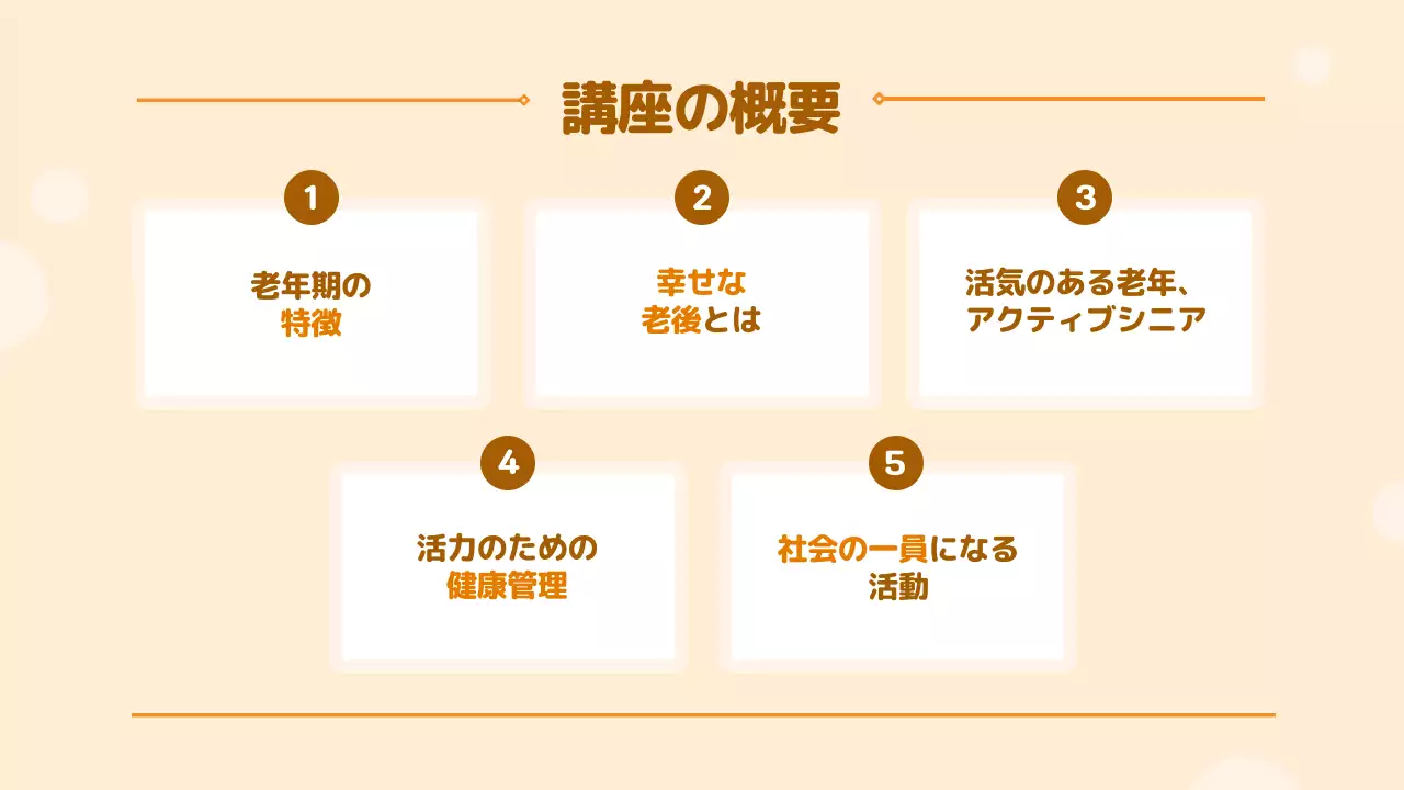 ベージュ シンプル シニア 資料 プレゼンテーション