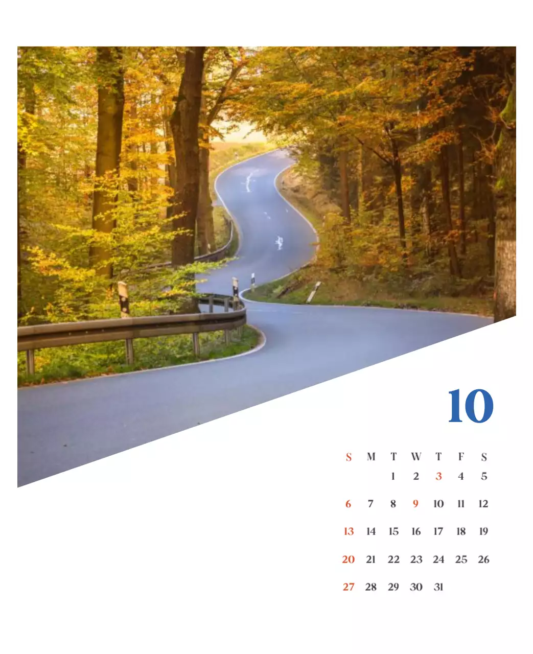 Calendario hospitalario con fotos de paisajes estacionales