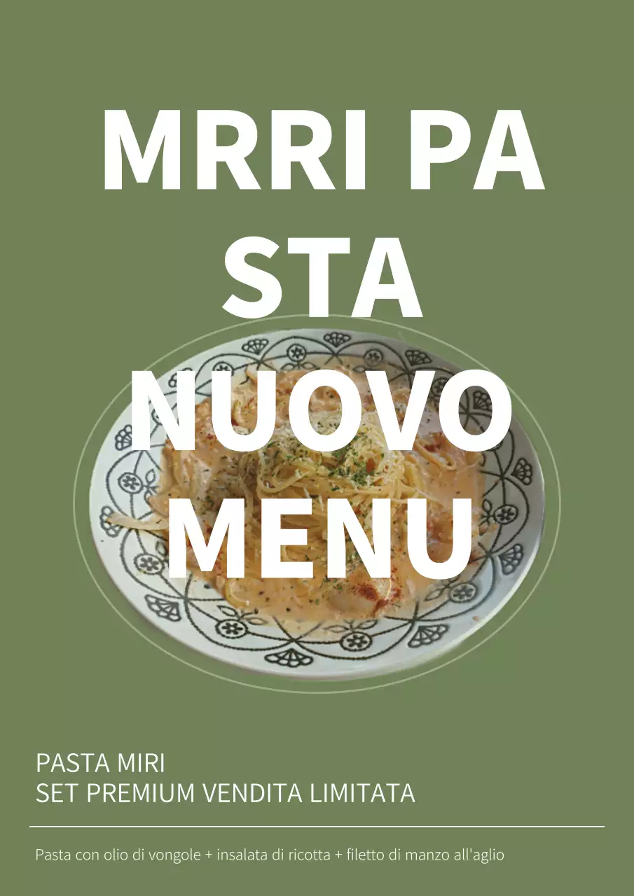 Introduzione di un nuovo e semplice menu con sfondo verde