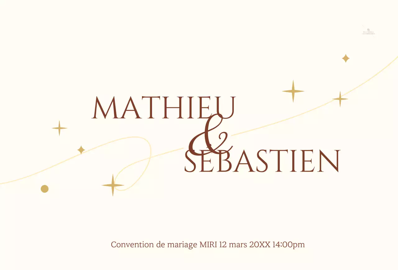 Une invitation de mariage au concept sentimental avec une étoile jaune clair et une illustration de ligne