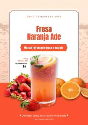 Promover anuncios rojos y minimalistas de fresa y naranja
