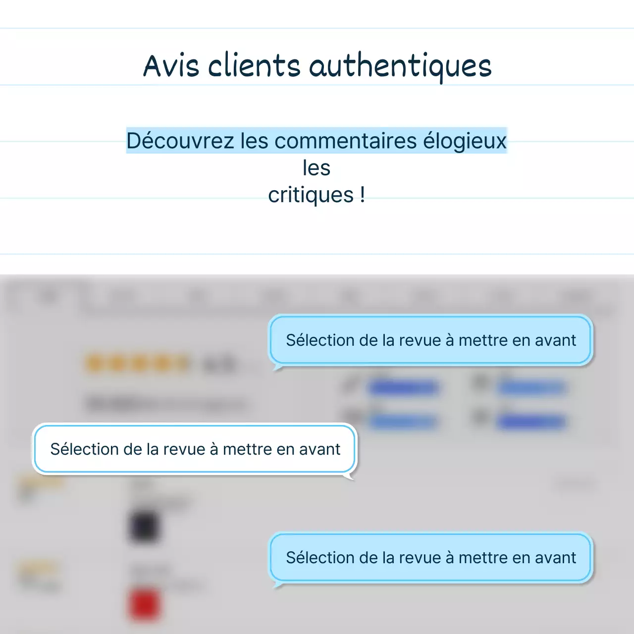 Un briefing simple sur le produit en bleu et bleu clair
