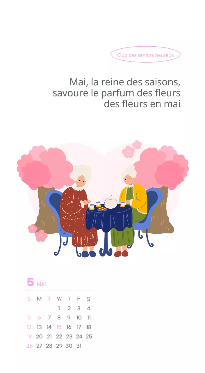 Calendrier de travail avec de belles illustrations