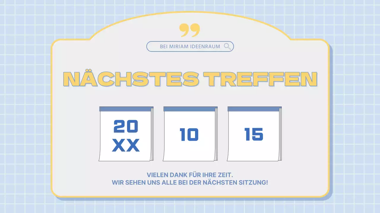 Modernes Marketing Sitzungsprotokoll in hellblau und gelb