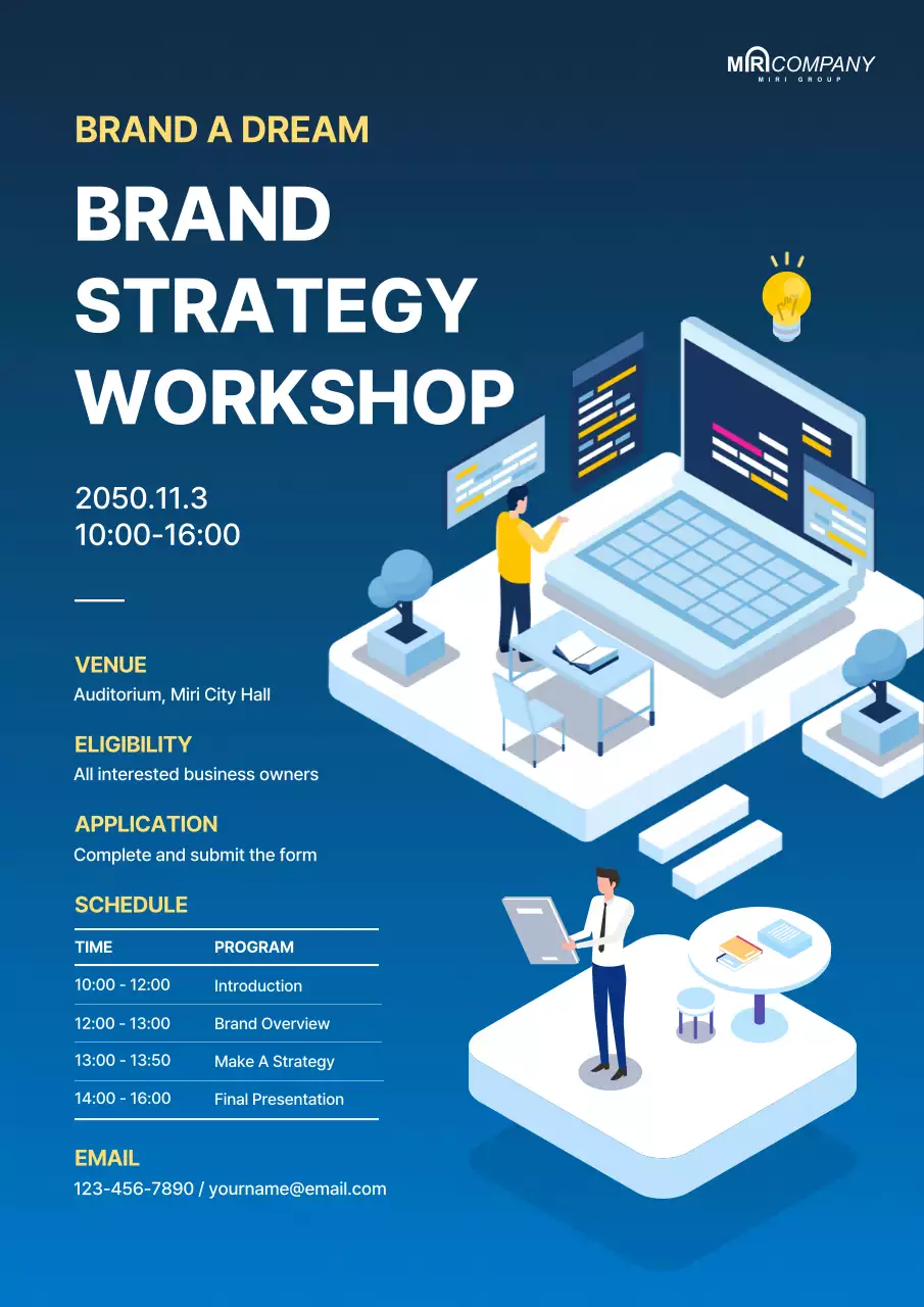 Blue Modern Strategy Workshop Promotion Poster