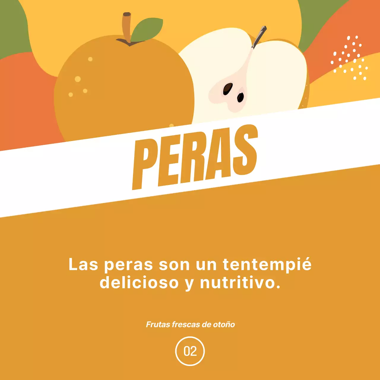 Promover la fruta de temporada con un toque de naranja y verde