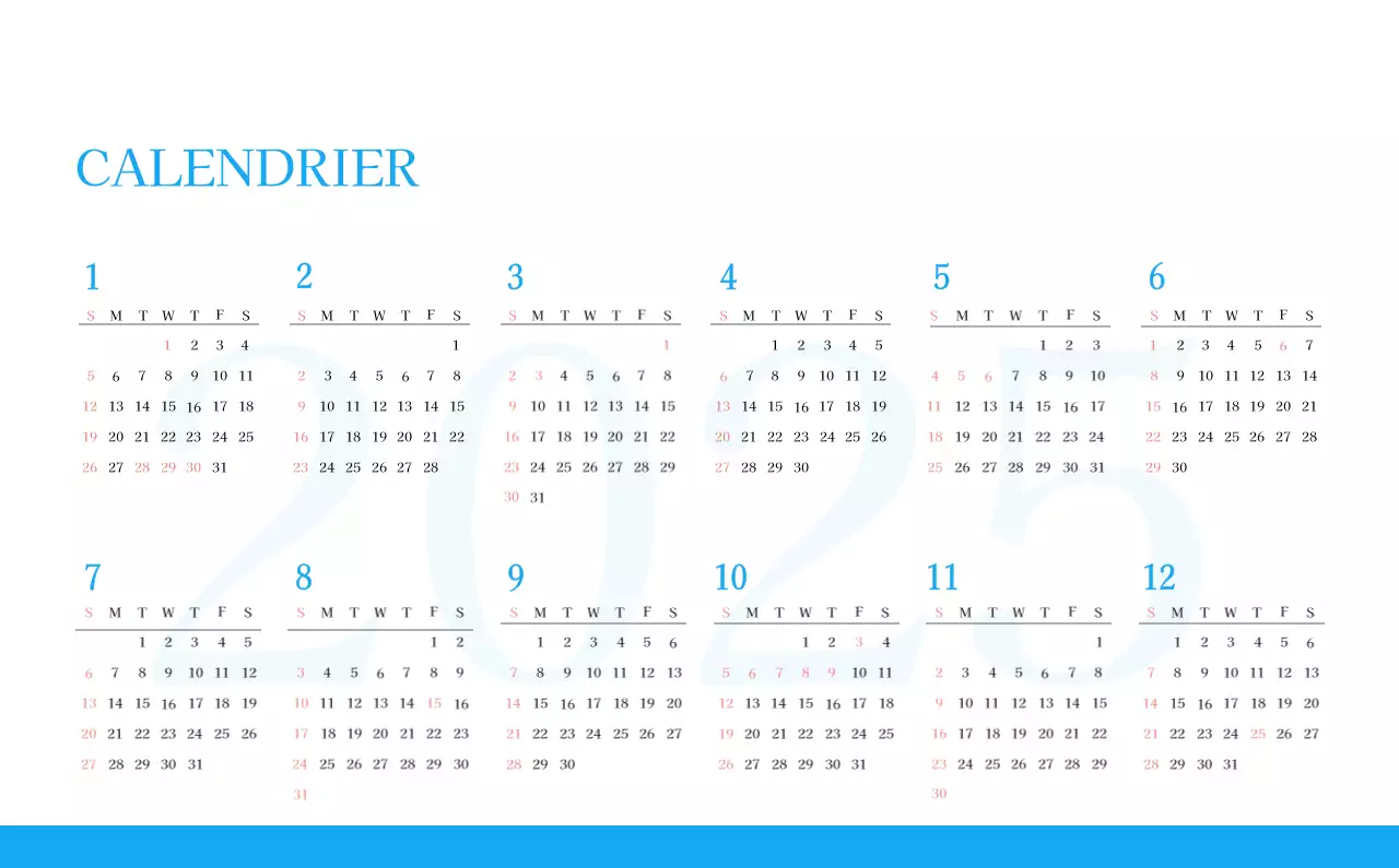 Calendrier d'église moderne bleu