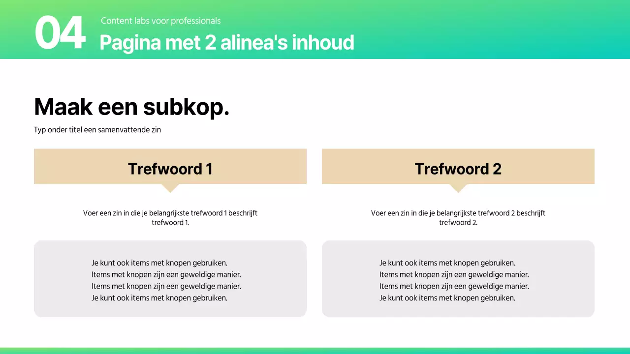 Een verscheidenheid aan lay-out rapporten in een trendy mint en beige kleurenschema