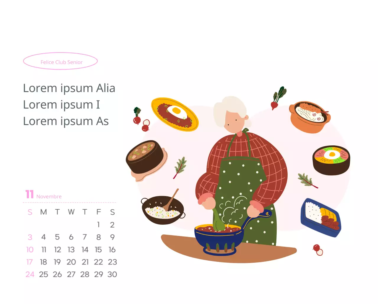 Calendario di lavoro con splendide illustrazioni
