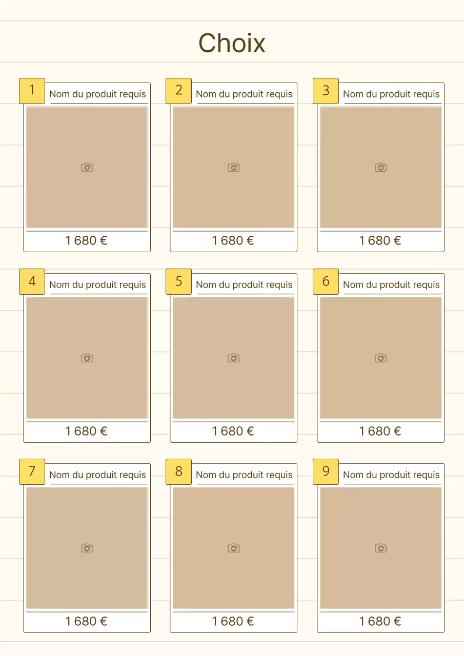 Une présentation de produit simple en jaune et beige