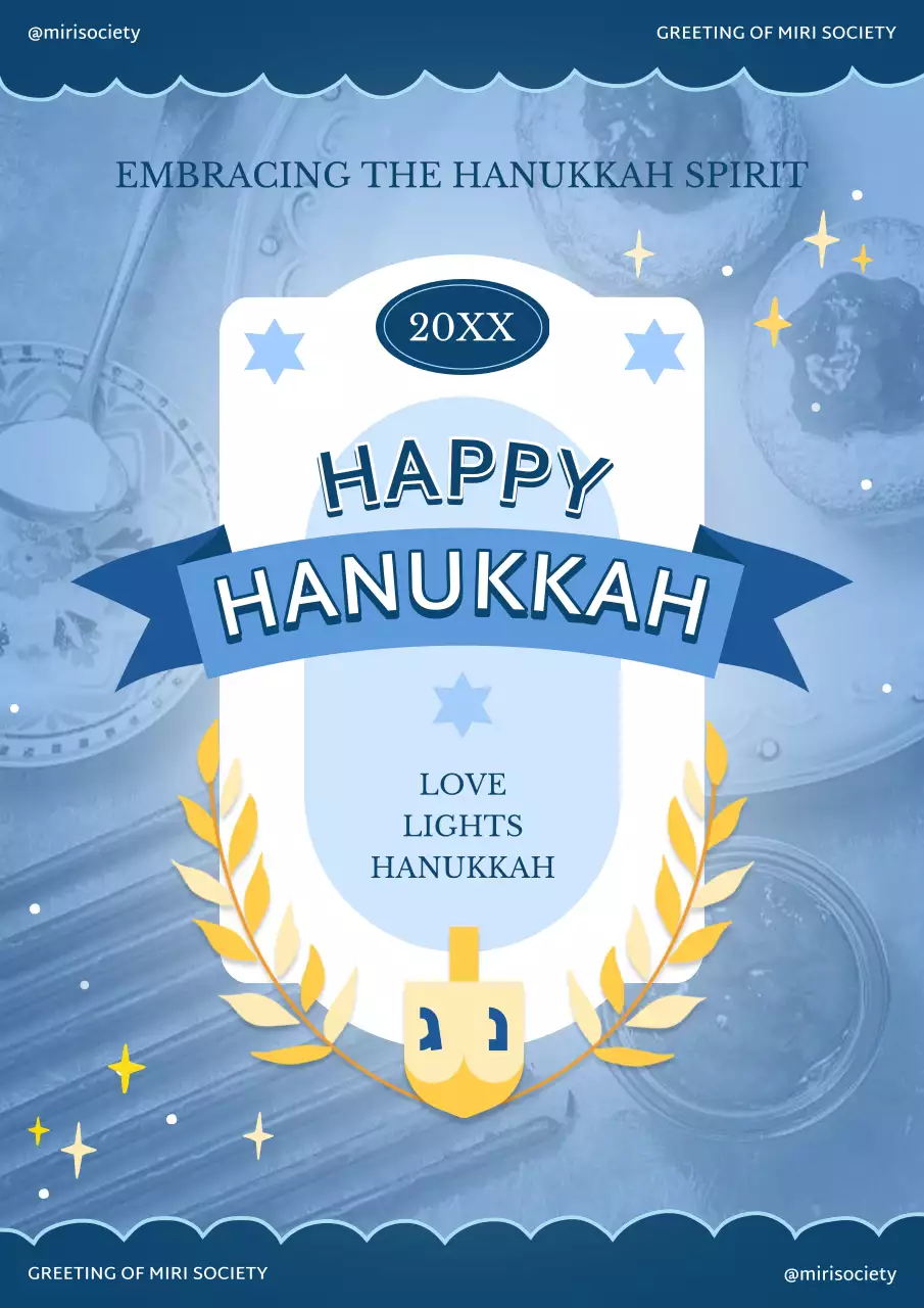 Blue Traditional Hanukkah Greeting Poster