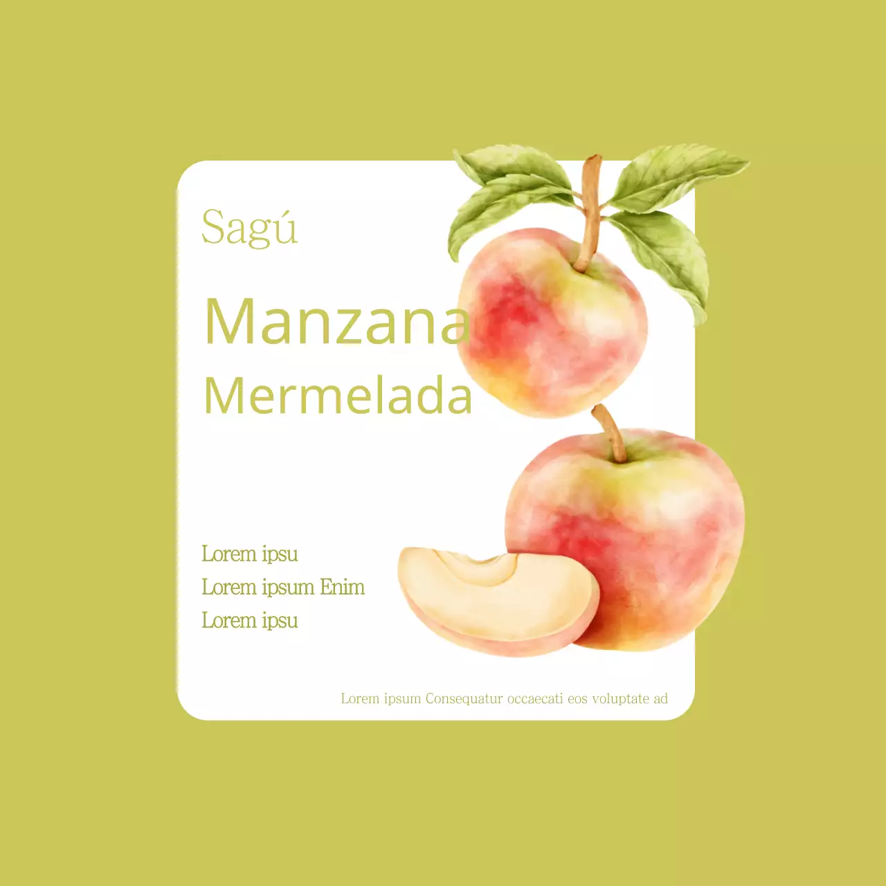 Etiqueta de mermelada de melocotón y manzana en rosa claro y verde