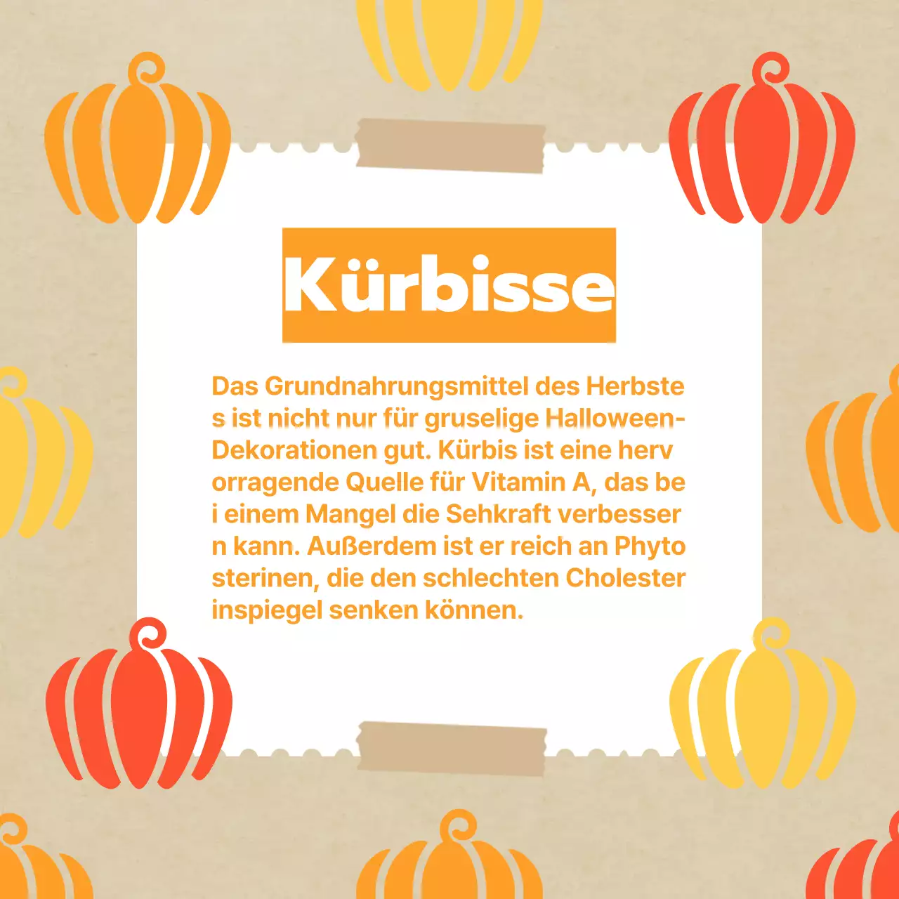Förderung der klassischen Herbstfrüchte in Gelb und Orange