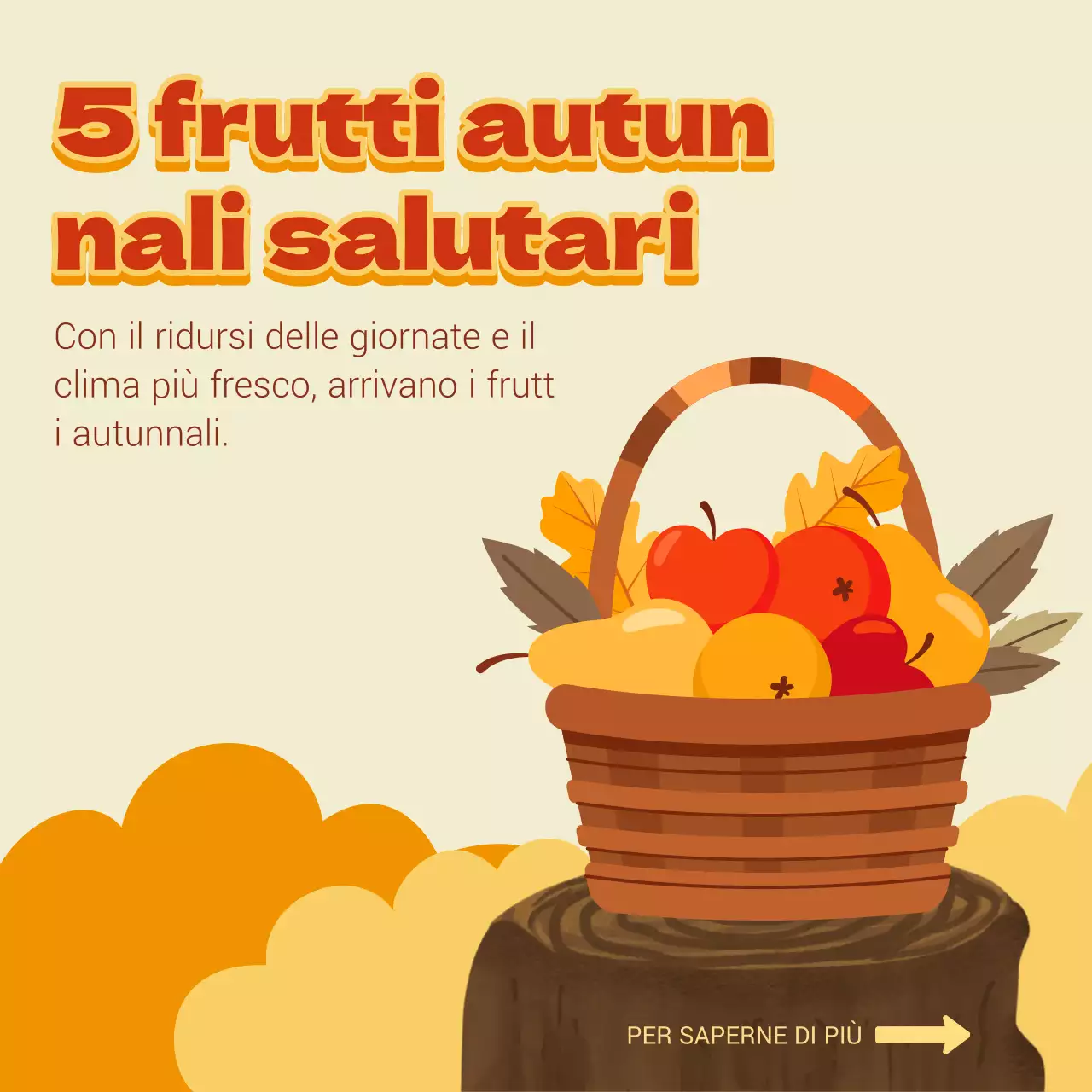 Semplici beige e arancioni per promuovere la frutta di stagione