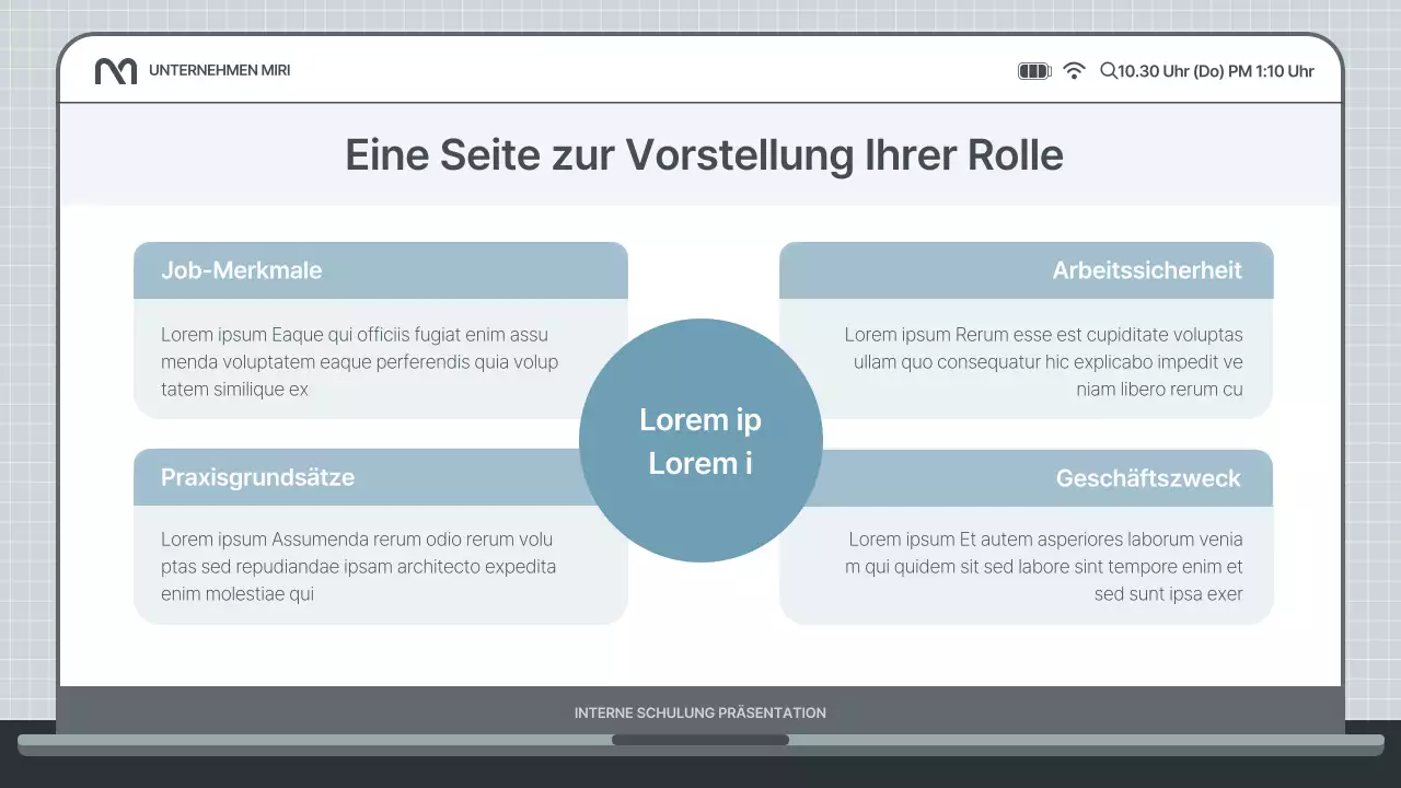 Einfache interne Schulungspräsentation in Hellblau und Grau