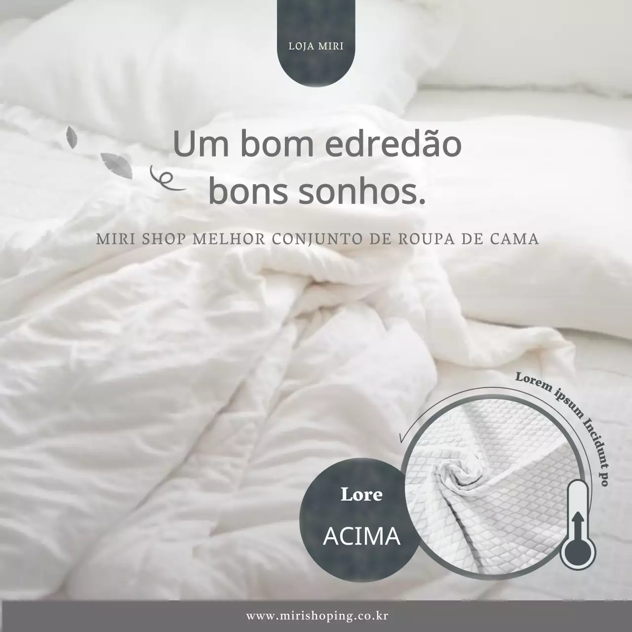 Promover roupa de cama branca e luxuosa