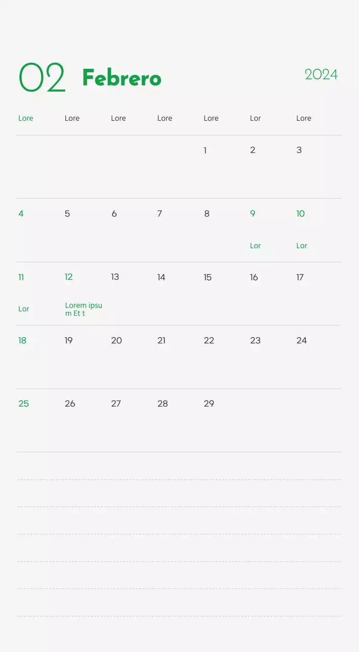 Un calendario con la imagen de un cachorro y un bonito mensaje en tonos verdes.