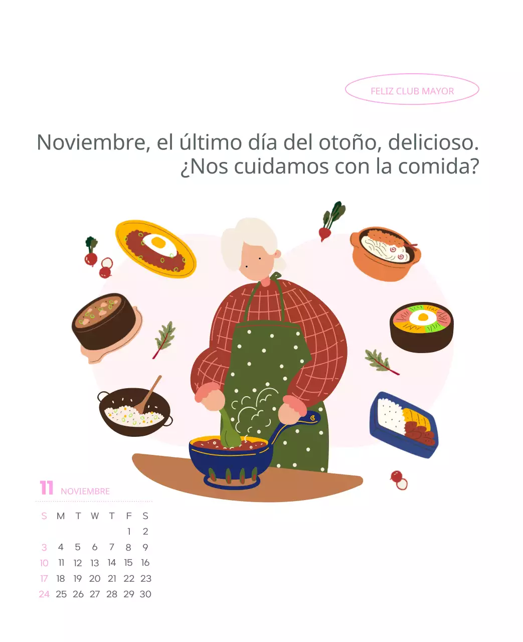 Calendario laboral con bellas ilustraciones