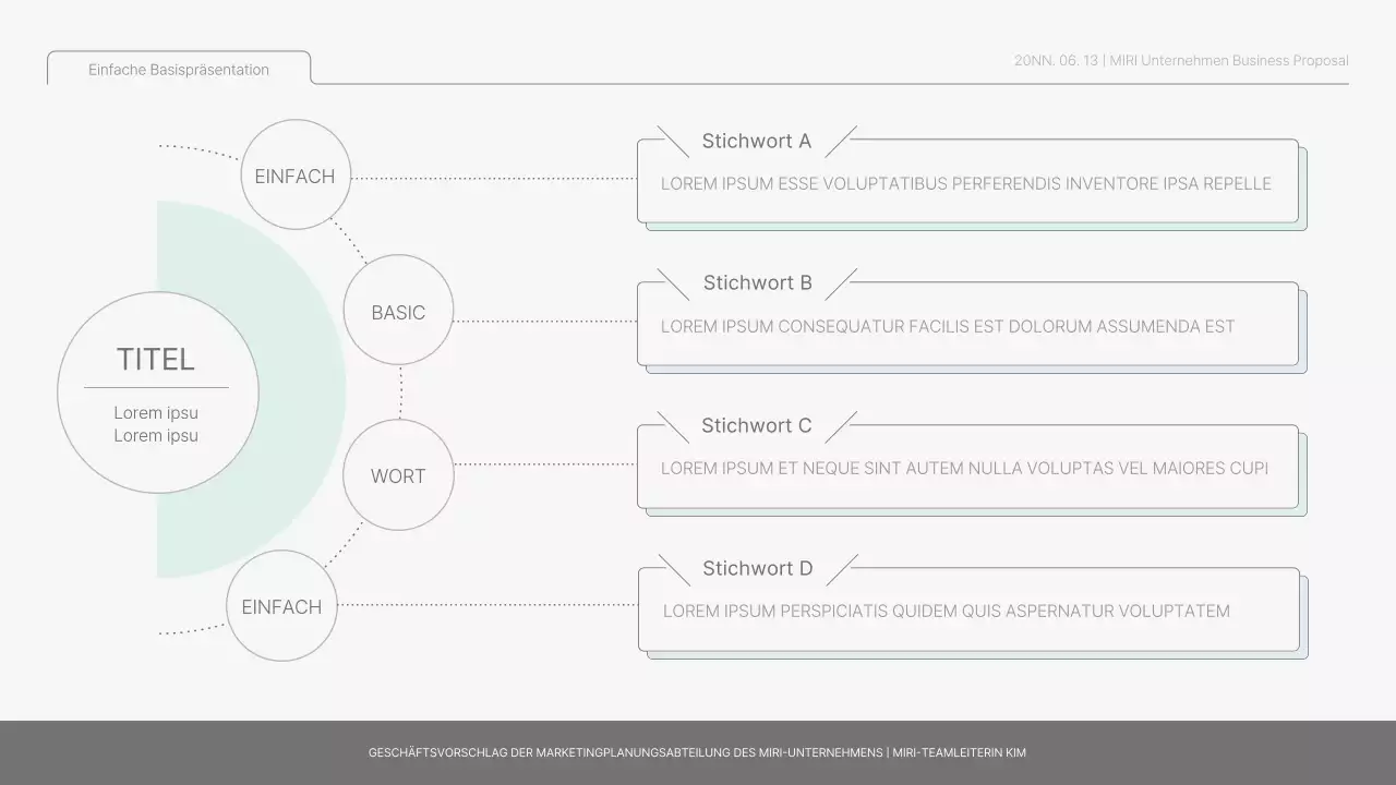 Einfacher Basisbericht in Hellblau und Hellgrün