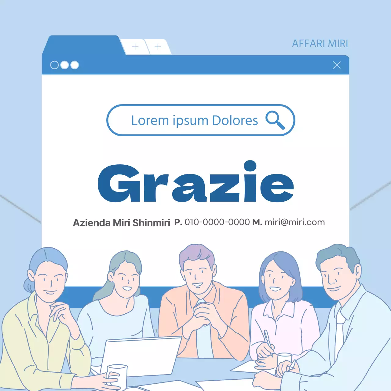 Moderna promozione aziendale in blu e bianco