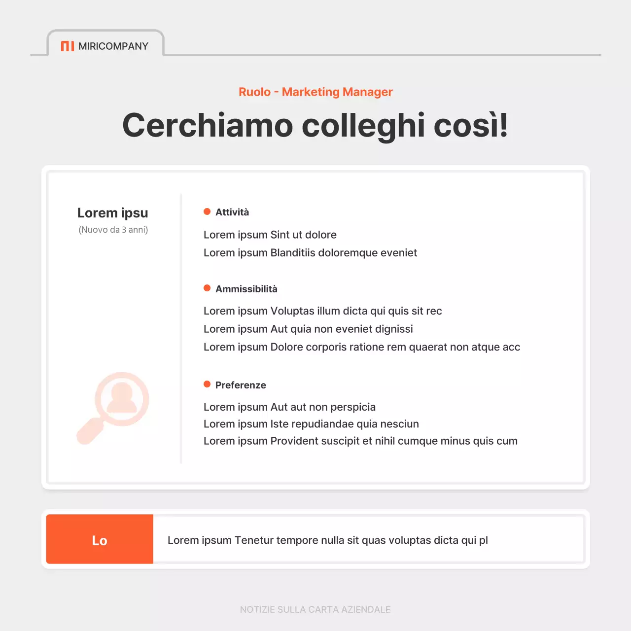 Un semplice annuncio di lavoro aziendale in rosso e grigio