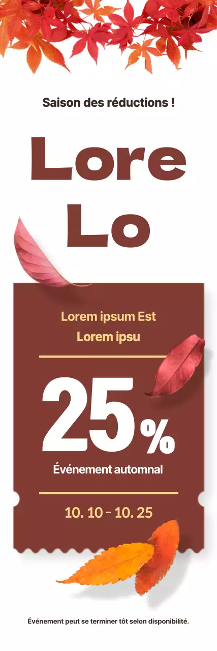 Vente d'automne avec feuilles d'automne et feuillage sur fond blanc