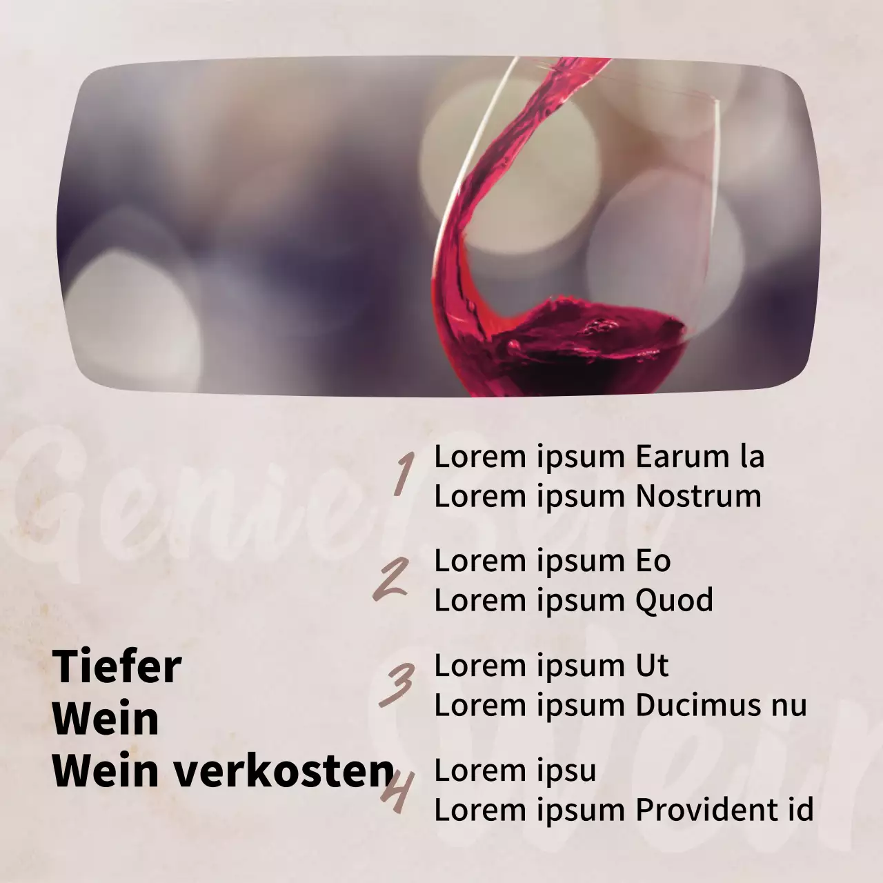 Werbung für eine einfache Weinhandlung in Beige
