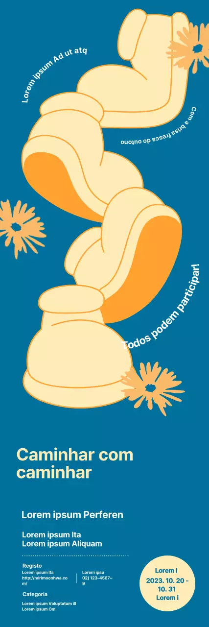 Promova o seu evento de caminhada com um visual simples e acolhedor