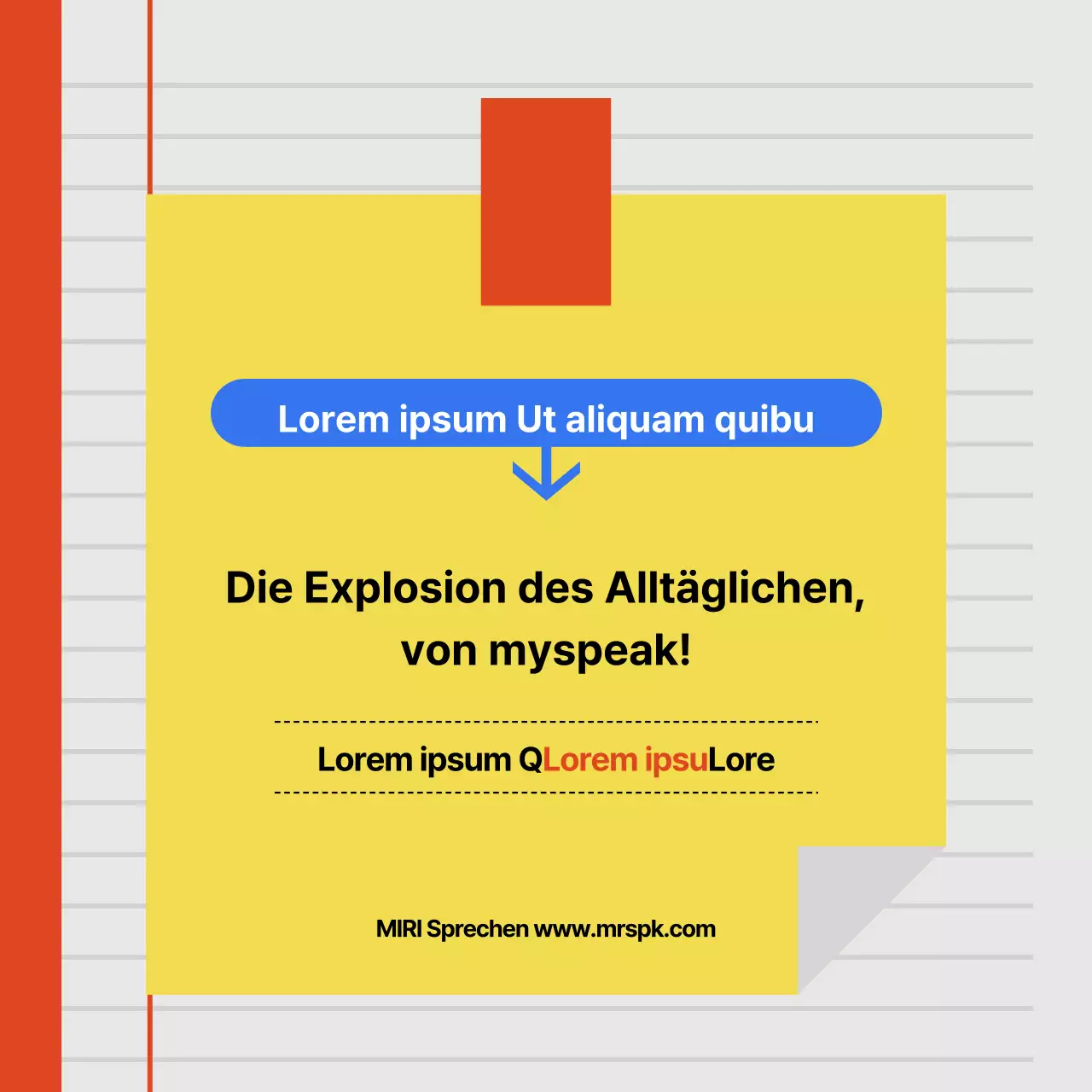 Eine orange-blaue Werbung für eine Sprachschule, die sich an moderne Berufstätige richtet.